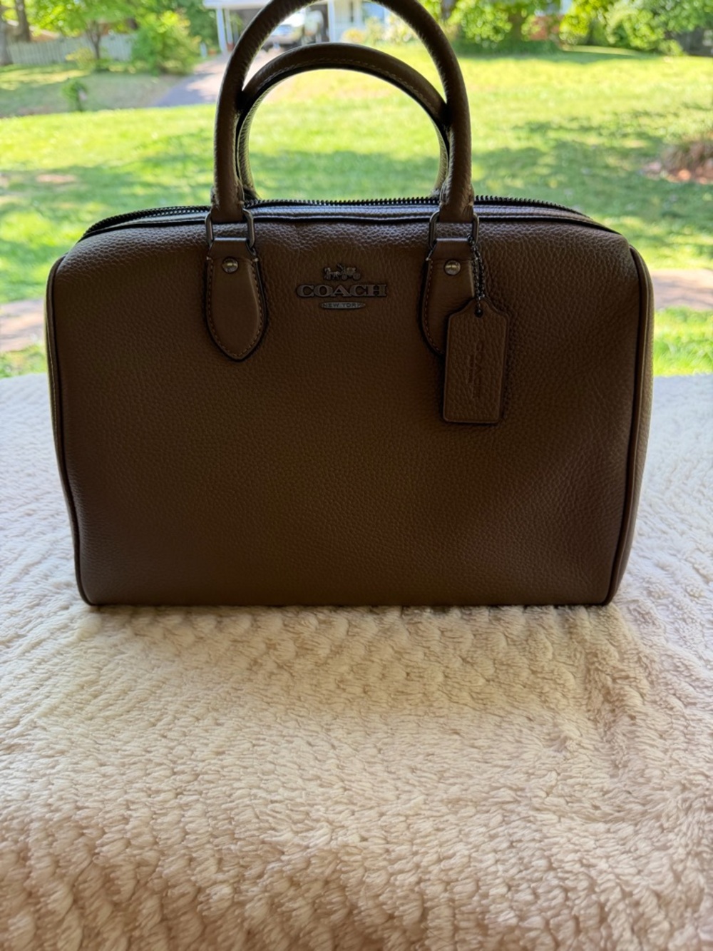 Coach Brown Pebbled Leather Dome Satchel - Coach